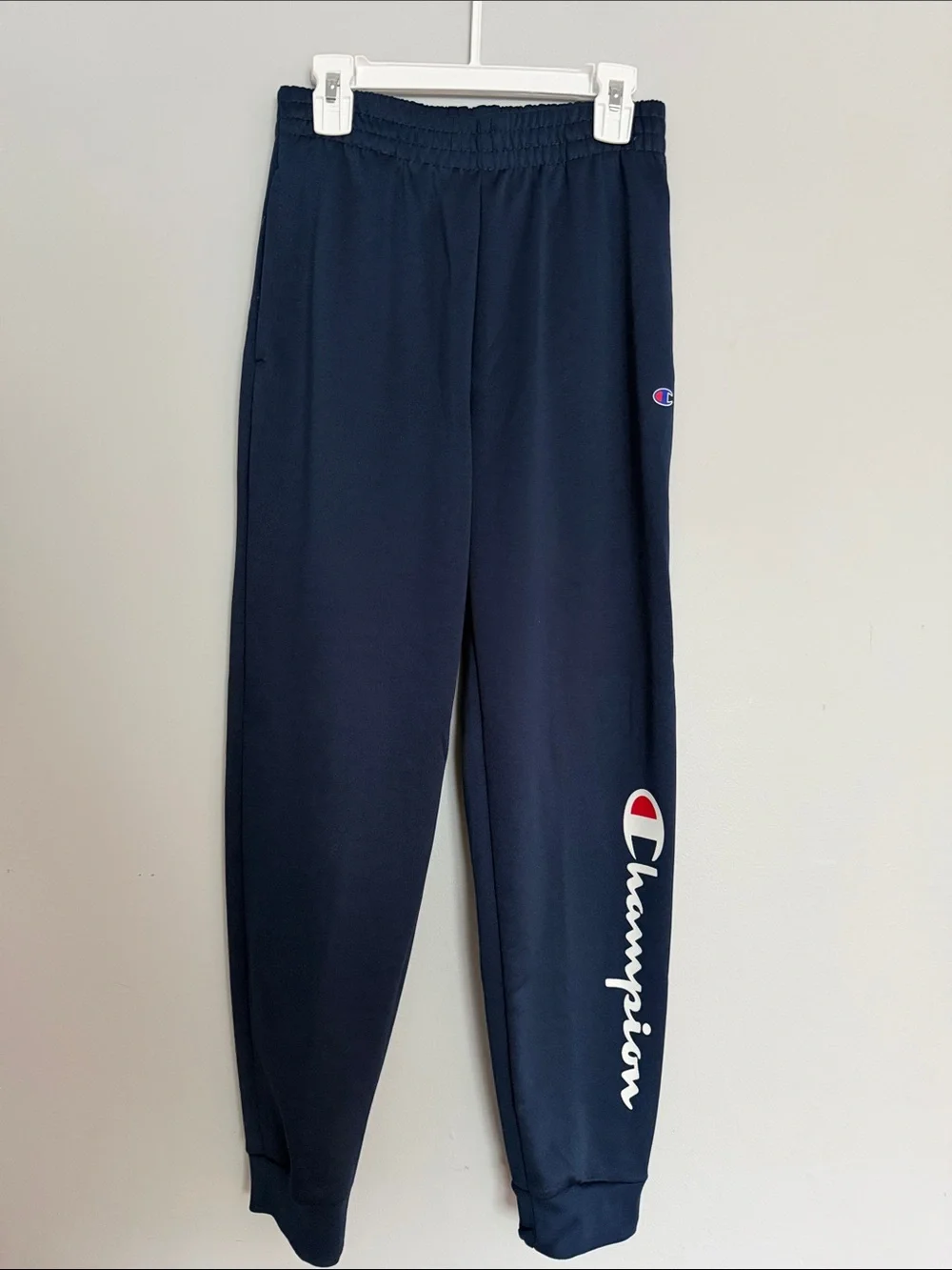 Champion Kids Navy Logo Sweatpants with Script Leg Branding